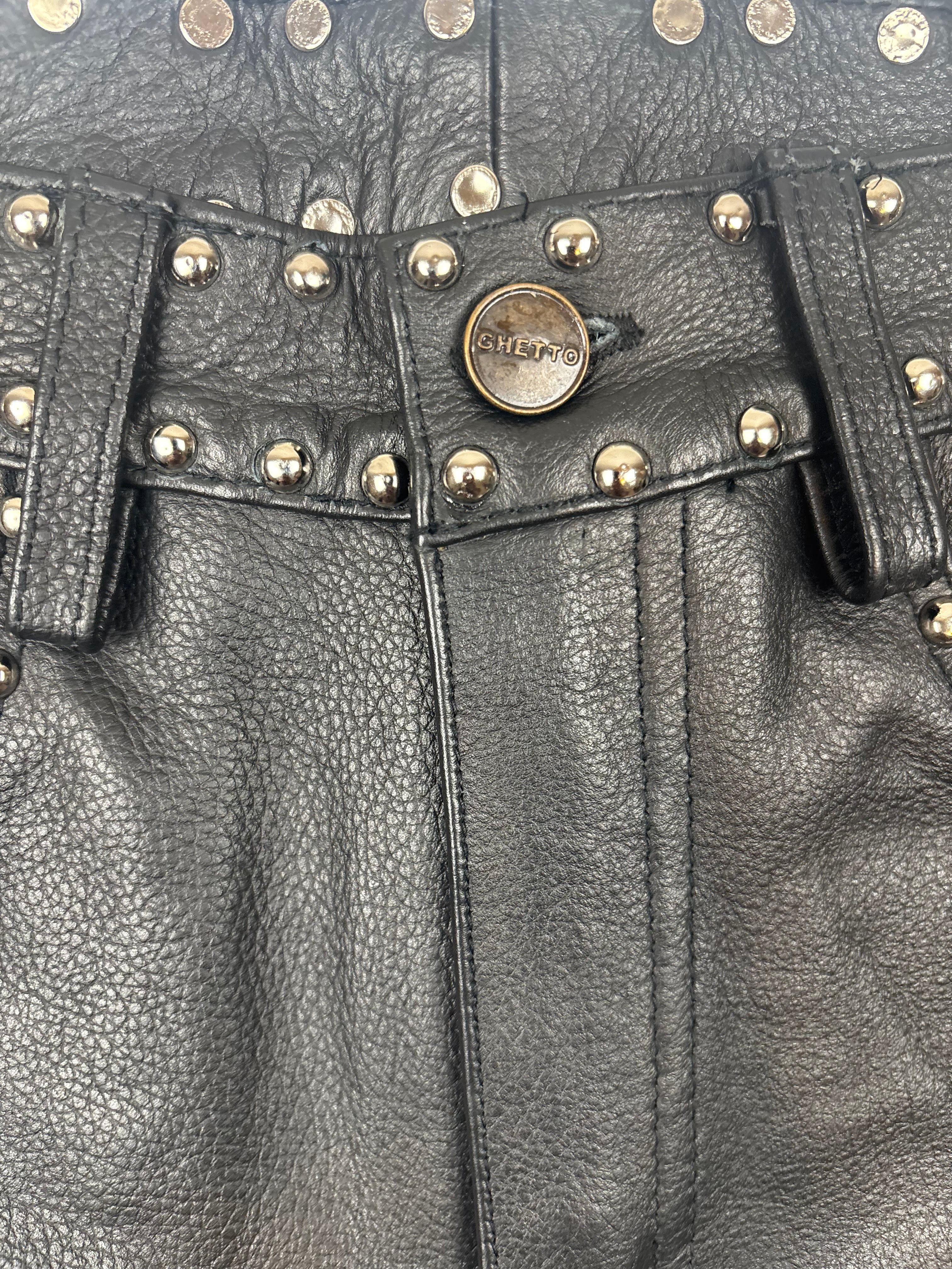 Leather Studded Biker Shorts