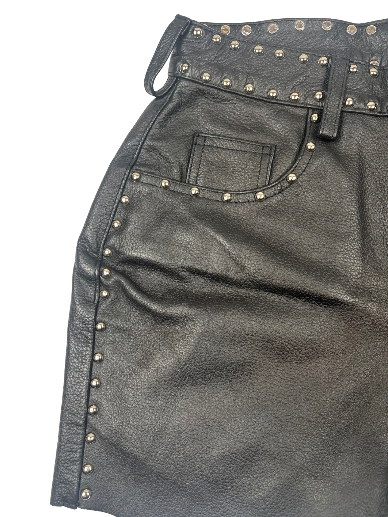 Leather Studded Biker Shorts